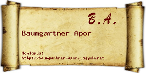 Baumgartner Apor névjegykártya